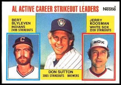 716 AL Active Career Strikeout Leaders (Bert Blyleven Don Sutton Jerry Koosman)